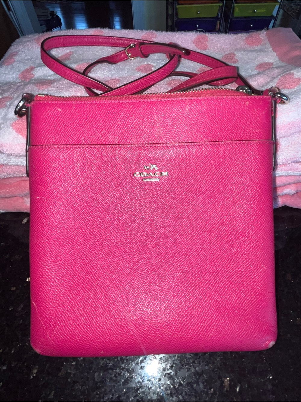Coach Pink Crossbody Bag - Signature Saffiano Leather